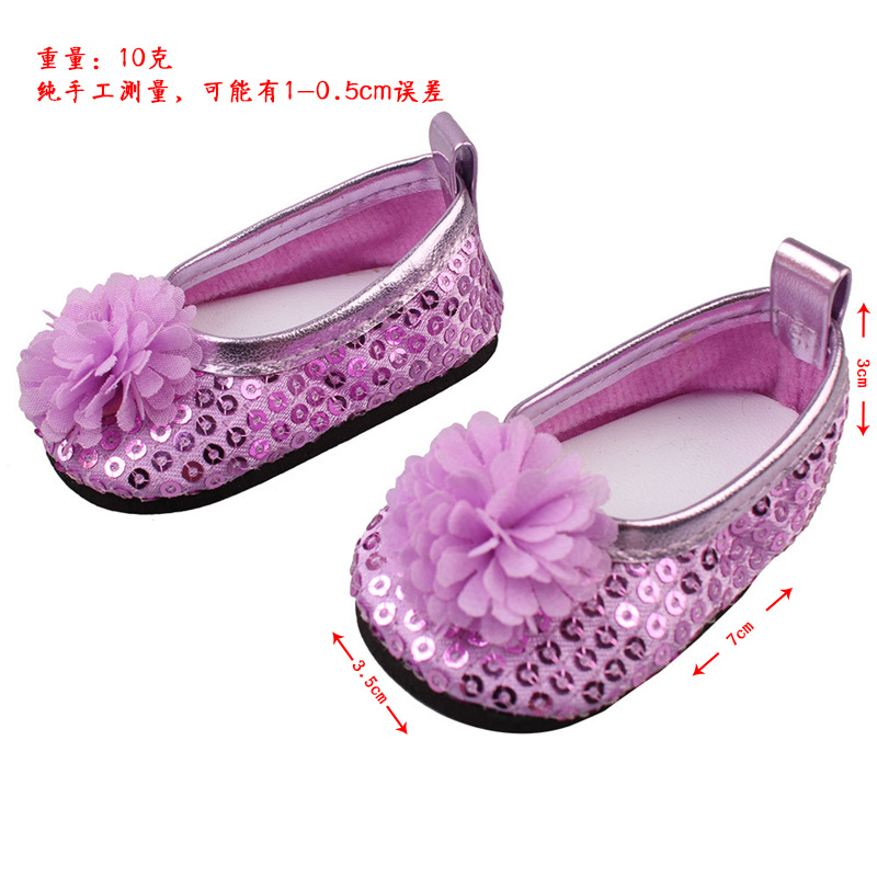 18 inch doll shoes 7cm Sequins big flowers-SH-0168插图2