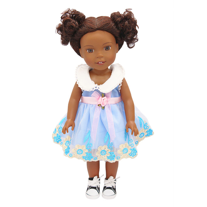 14 inch doll clothes doll blue rose dress-CL-0067-1插图1