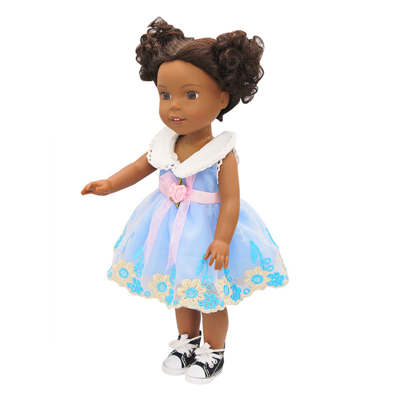 14 inch doll clothes doll blue rose dress-CL-0067-1插图2