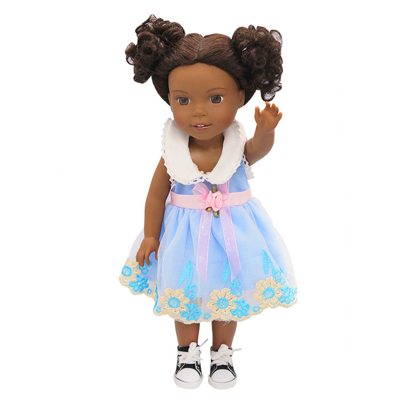 14 inch doll clothes doll blue rose dress-CL-0067-1插图