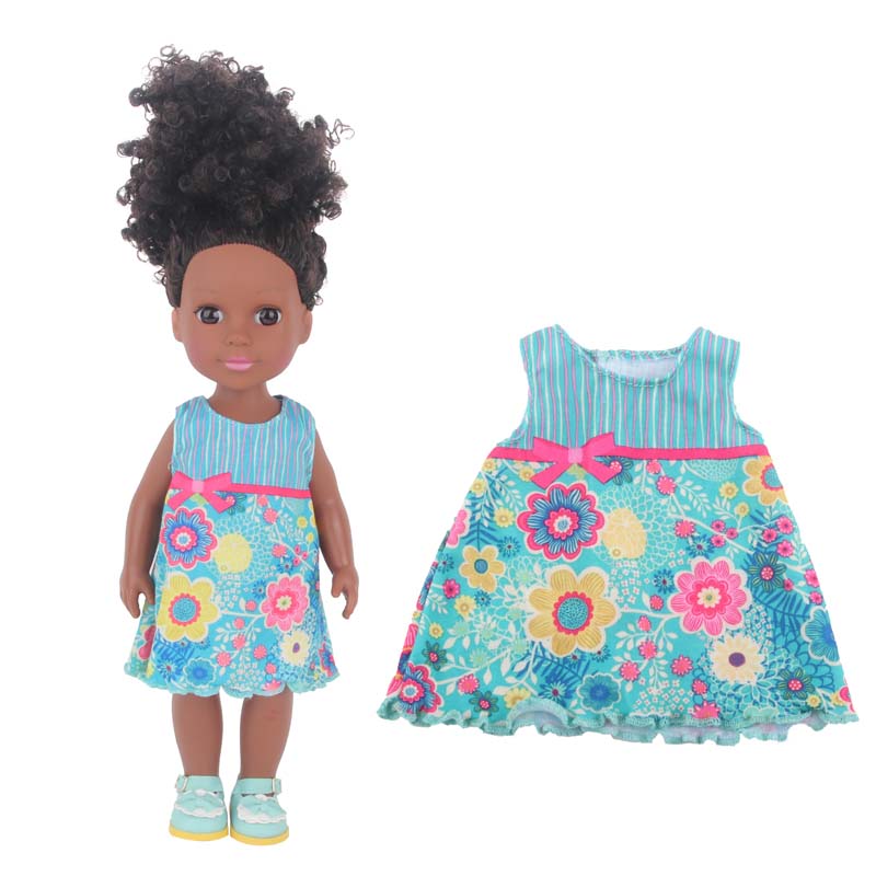 18 inch doll clothes doll blue striped floral dress-CL-0057插图