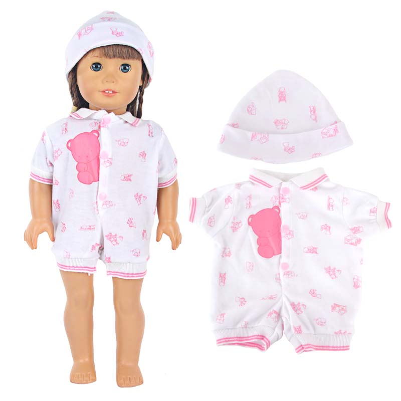 18 inch doll clothes doll pink bear one-piece pajamas-CL-0058-1插图