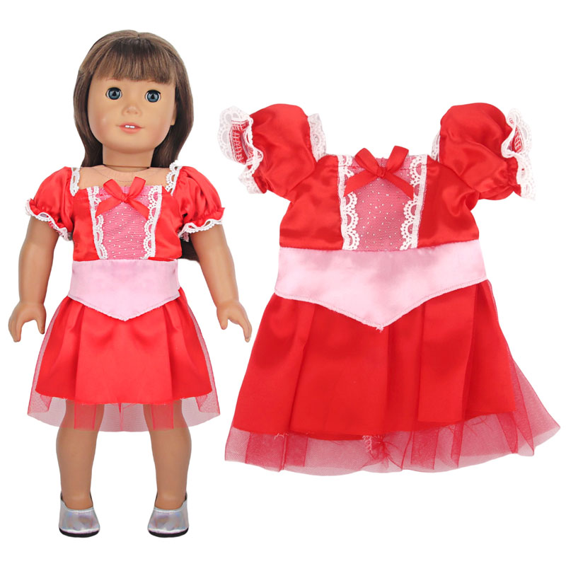 18 inch doll clothes doll red bubble sleeve dress-CL-0096插图