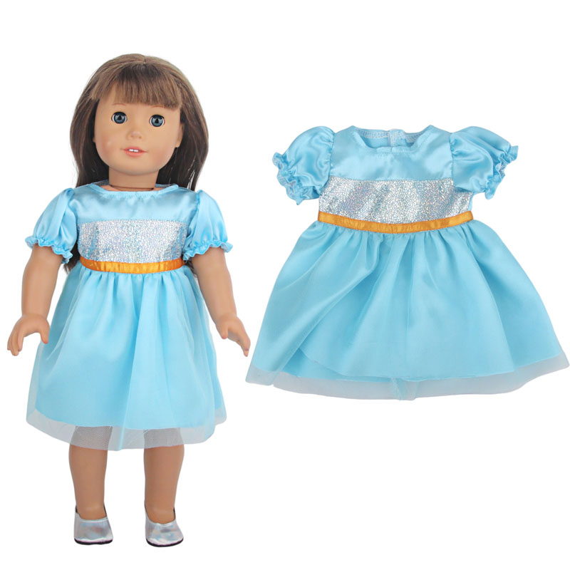 18 inch doll clothes doll blue bubble sleeve dress-CL-0097插图