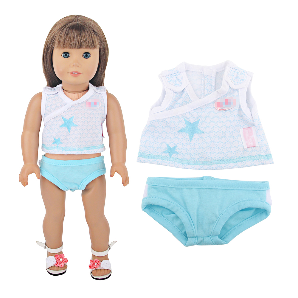 18 inch doll clothes doll white coat and blue pants baby clothes-CL-0055插图