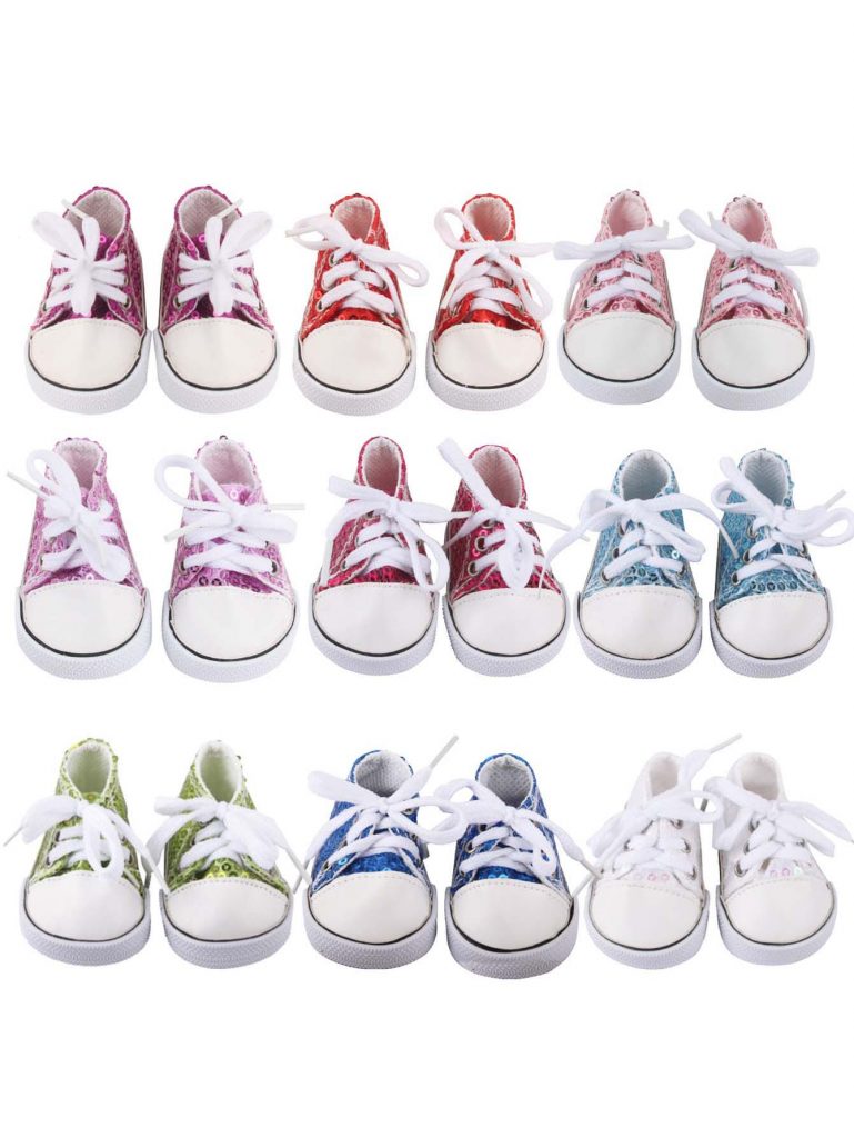 18 inch doll shoes-Colorful sequined canvas shoes-SH–0140插图
