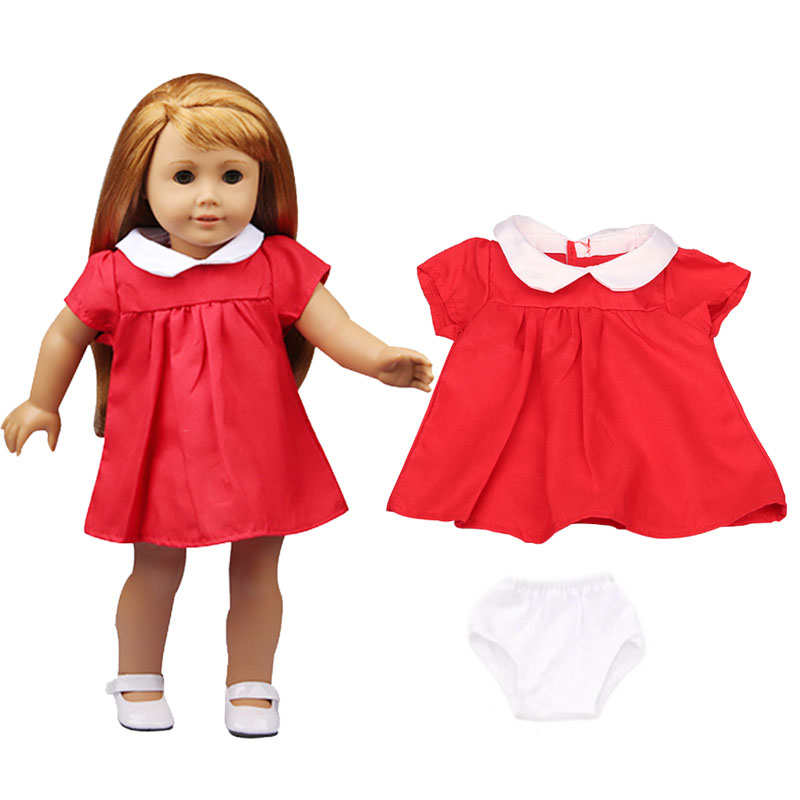 18 inch doll clothes doll white collar red dress-CL-0071插图