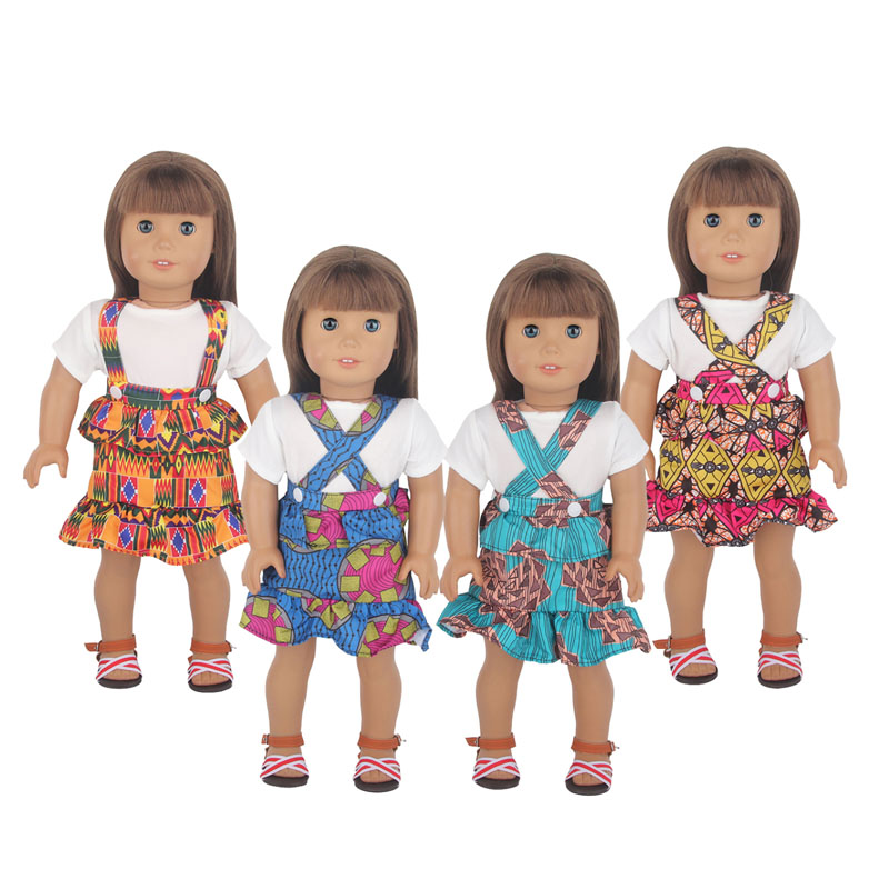 18 inch doll clothes doll sky blue square floral halter dress-CL-0062-3插图