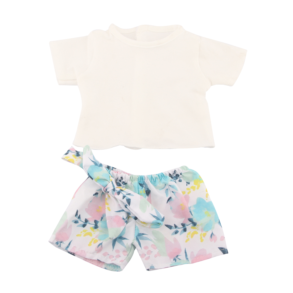 18 Inch Doll Clothes Doll White T Beach Pants-CL-0008插图