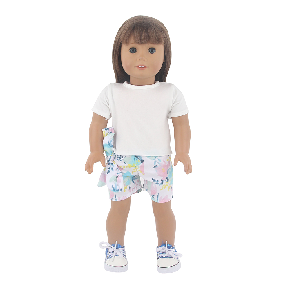 18 Inch Doll Clothes Doll White T Beach Pants-CL-0008插图2