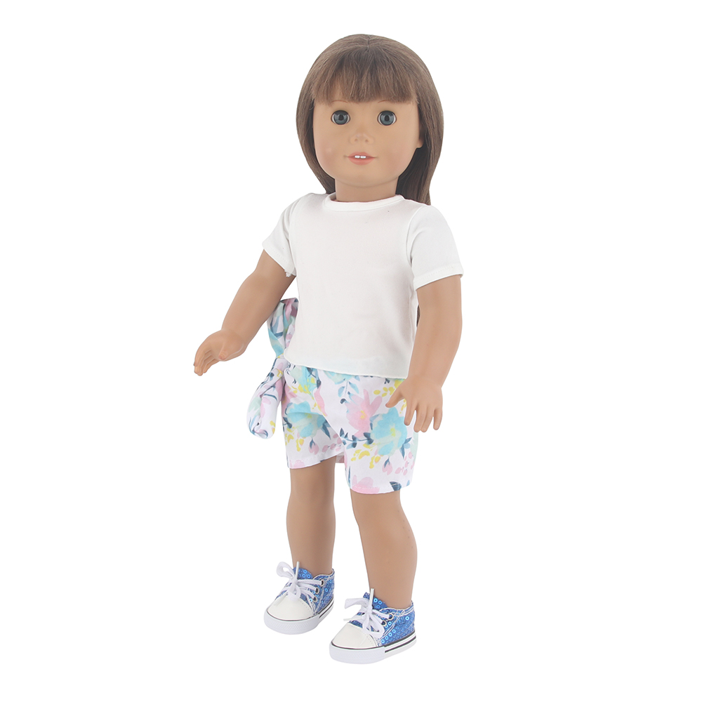 18 Inch Doll Clothes Doll White T Beach Pants-CL-0008插图5
