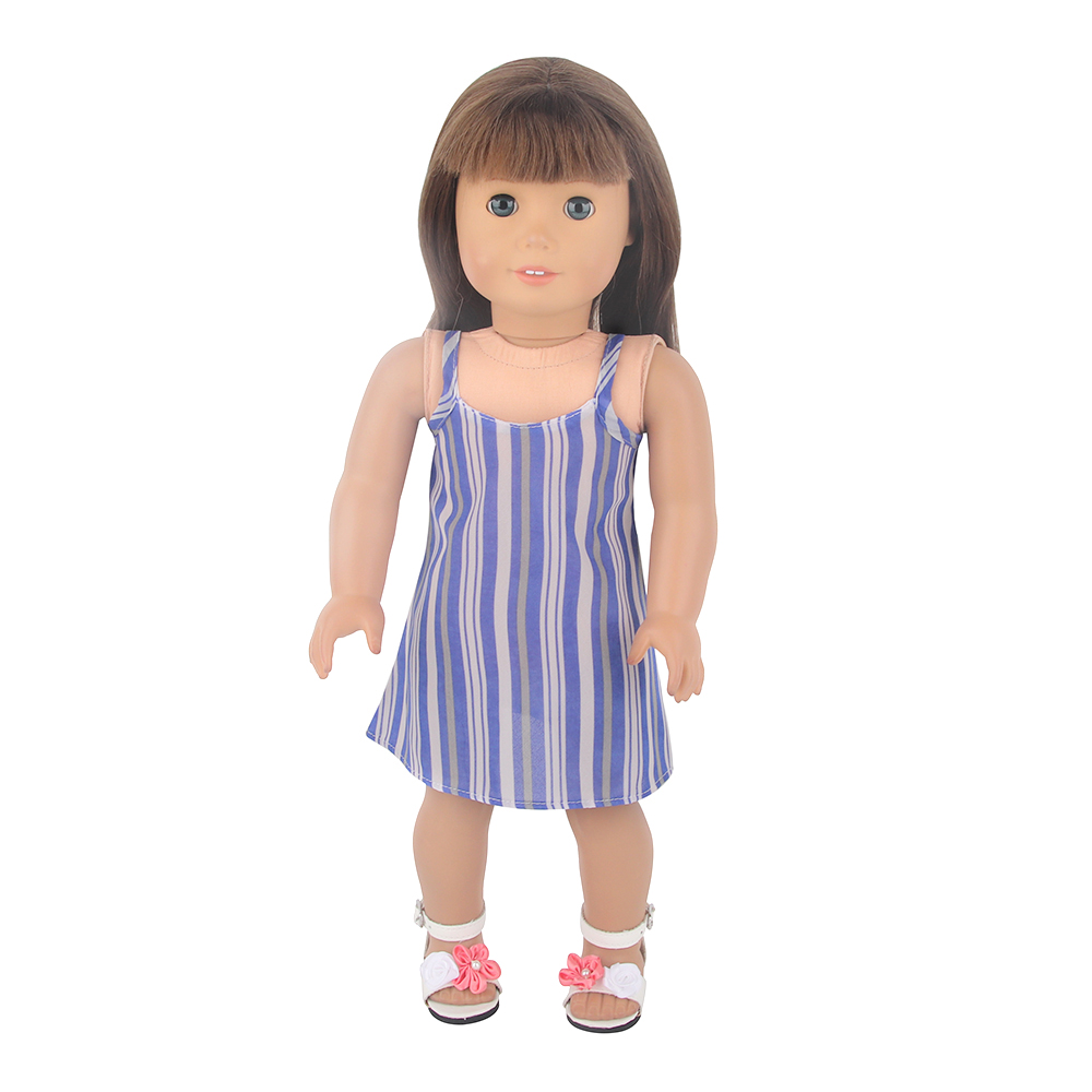 18 inch doll clothes doll blue and white striped halter dress-CL-0047插图2