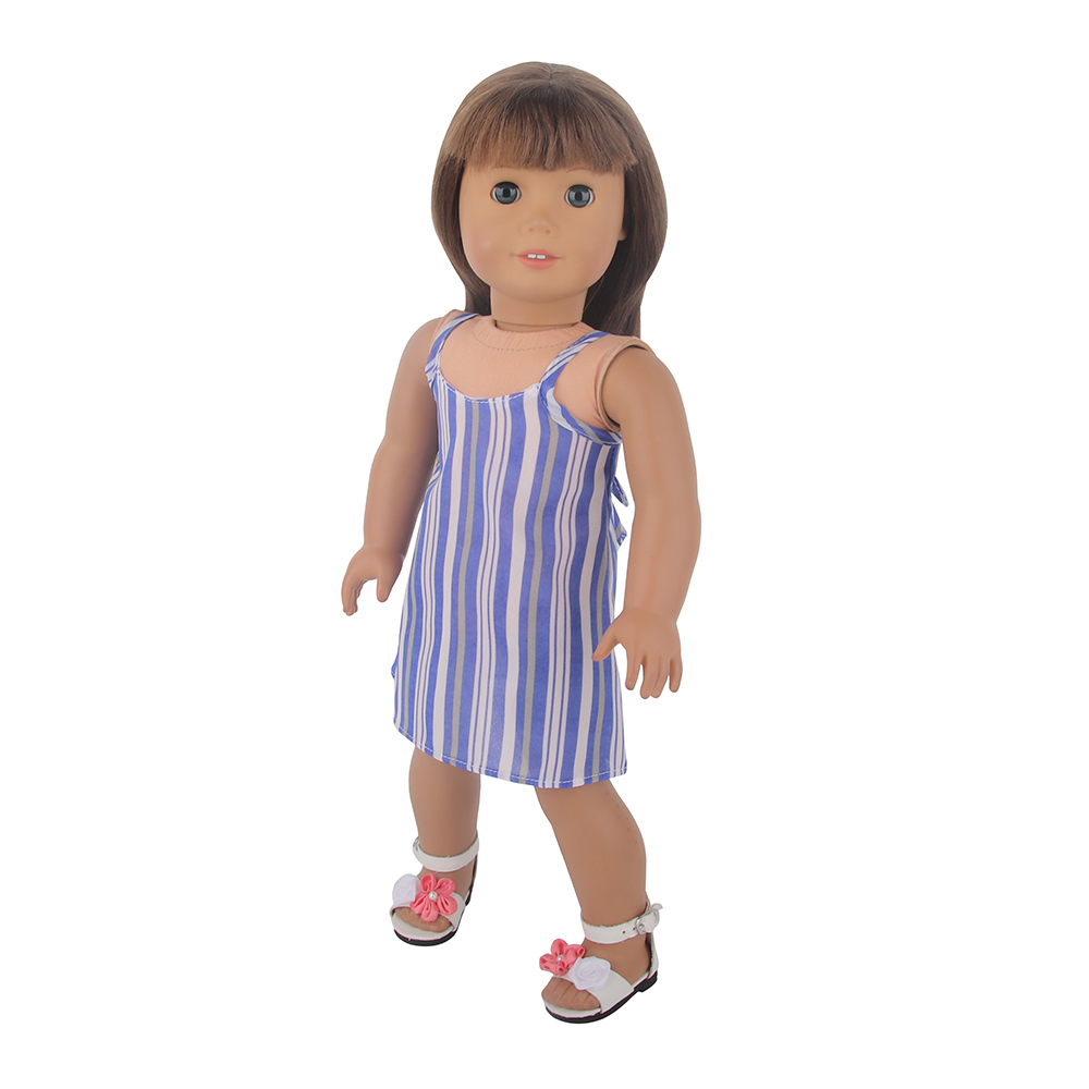 18 inch doll clothes doll blue and white striped halter dress-CL-0047插图4