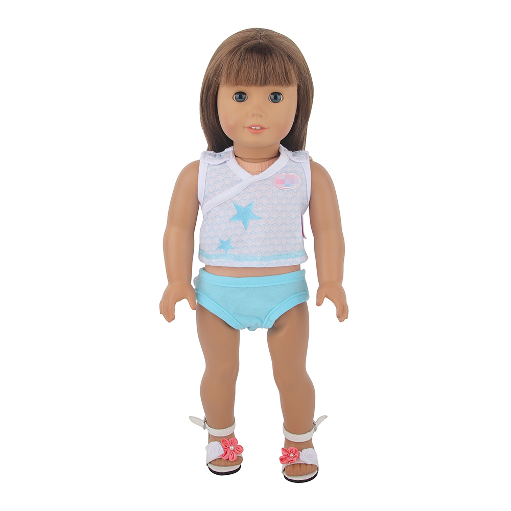 18 inch doll clothes doll white coat and blue pants baby clothes-CL-0055插图3