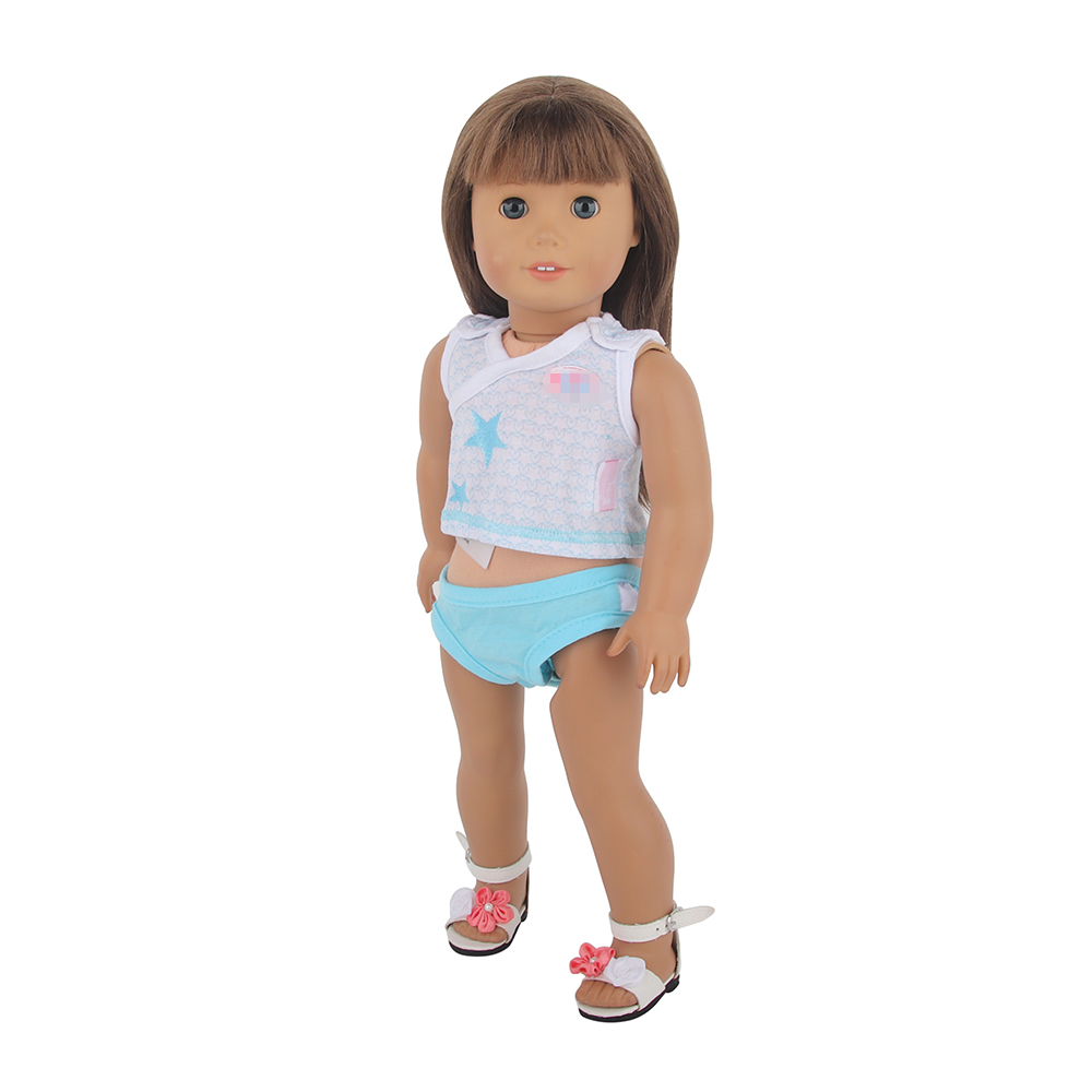 18 inch doll clothes doll white coat and blue pants baby clothes-CL-0055插图5