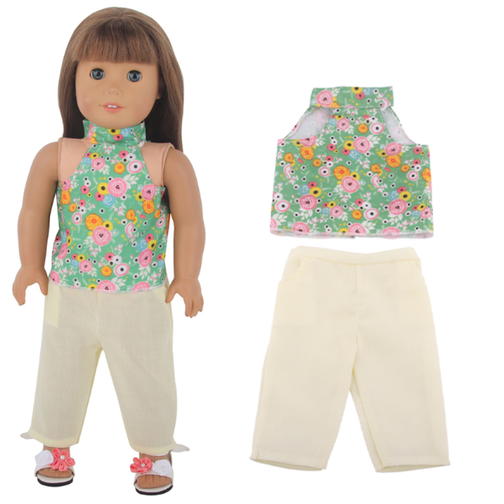 18 inch doll clothes doll green daisy vest-CL-0050-2插图