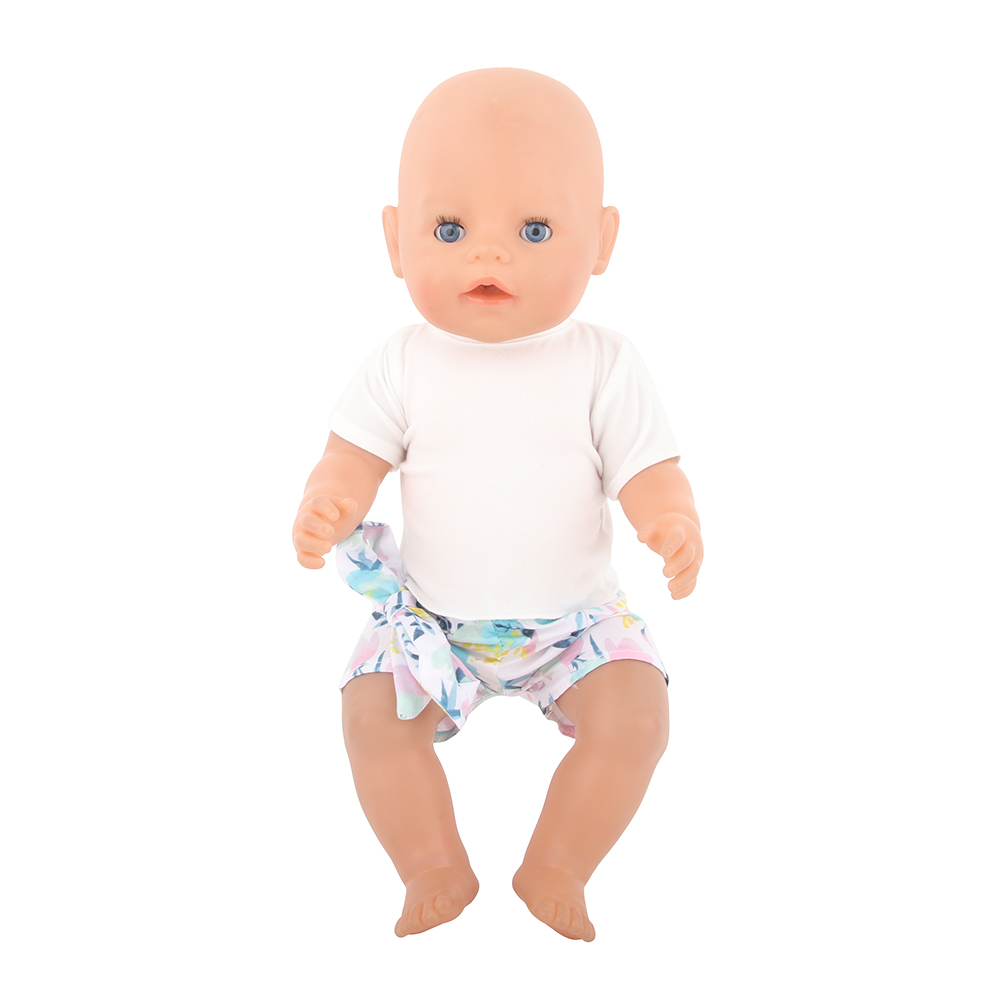 18 Inch Doll Clothes Doll White T Beach Pants-CL-0008插图3