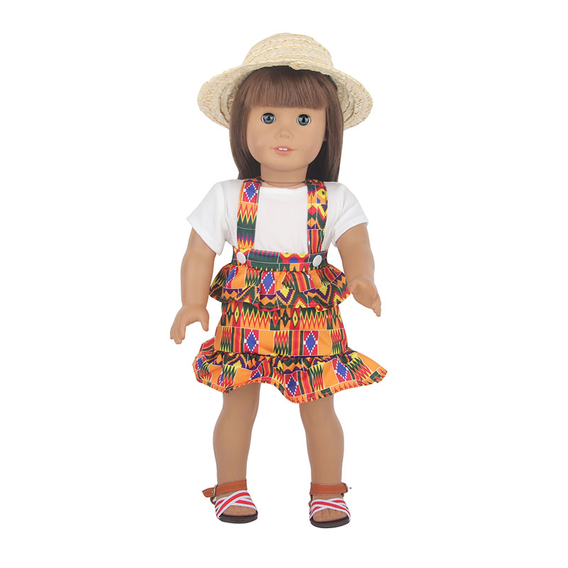 18 inch doll clothes doll orange square floral halter dress-CL-0062-1插图2