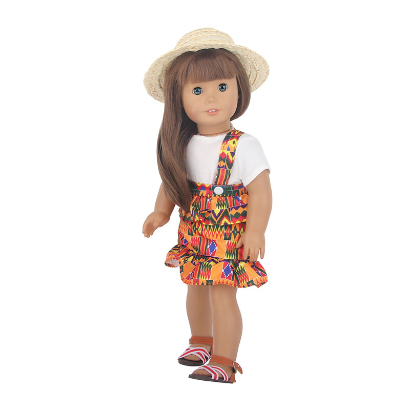 18 inch doll clothes doll orange square floral halter dress-CL-0062-1插图4