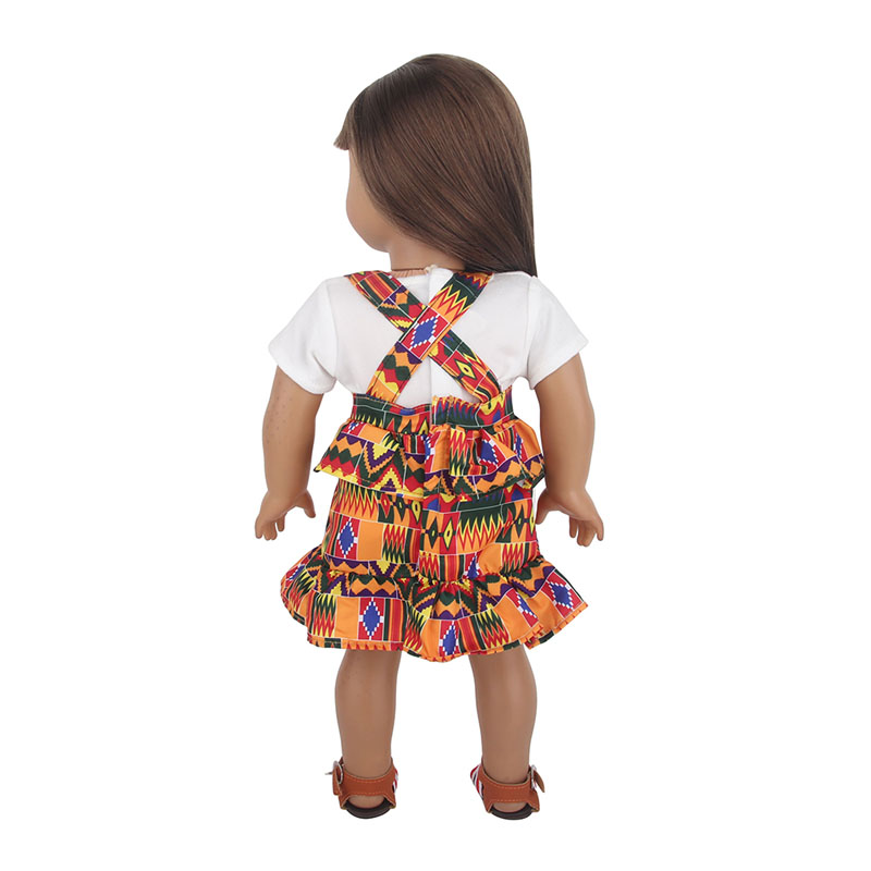 18 inch doll clothes doll orange square floral halter dress-CL-0062-1插图3