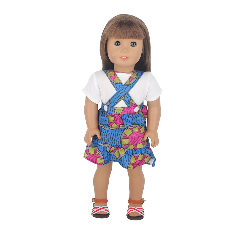 18 inch doll clothes doll dark blue square floral halter dress-CL-0062-4插图2