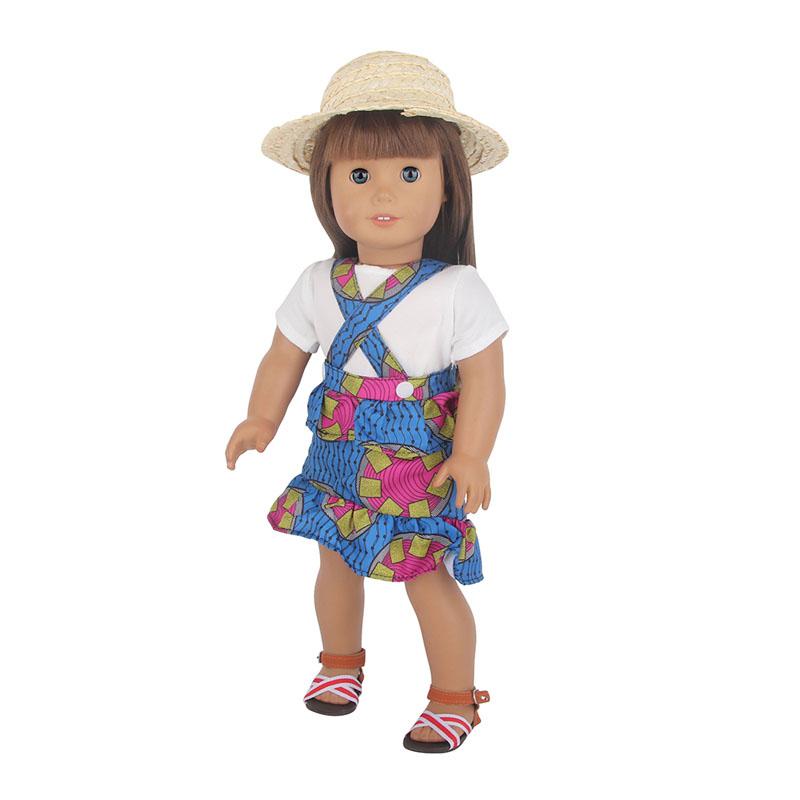18 inch doll clothes doll dark blue square floral halter dress-CL-0062-4插图4