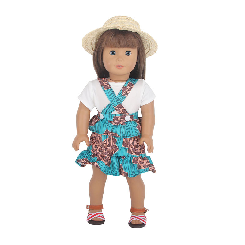 18 inch doll clothes doll sky blue square floral halter dress-CL-0062-3插图2