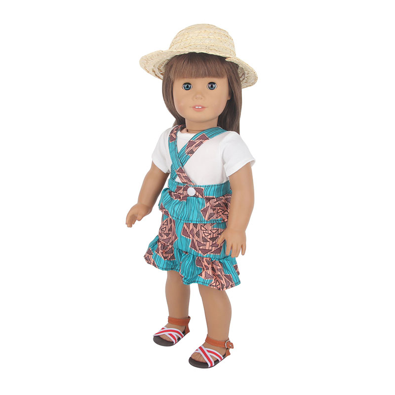 18 inch doll clothes doll sky blue square floral halter dress-CL-0062-3插图4