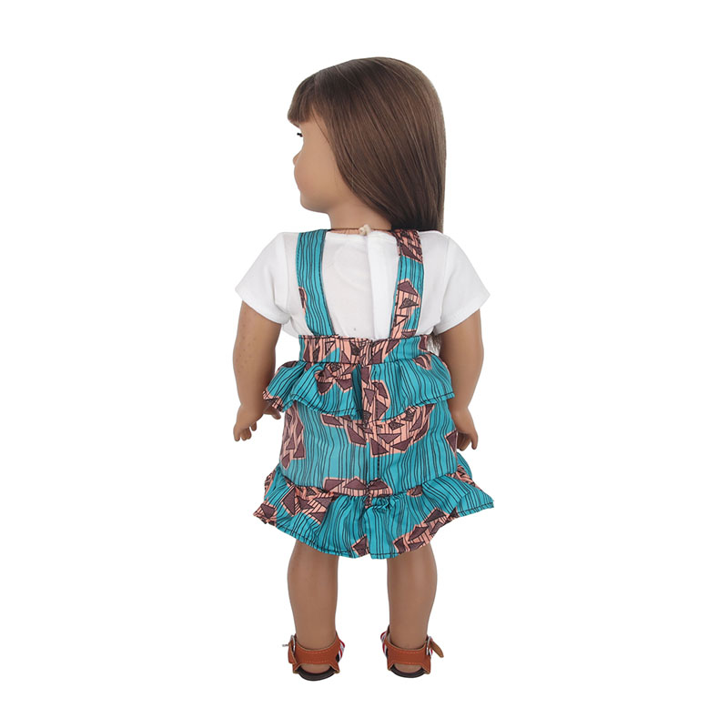 18 inch doll clothes doll sky blue square floral halter dress-CL-0062-3插图3