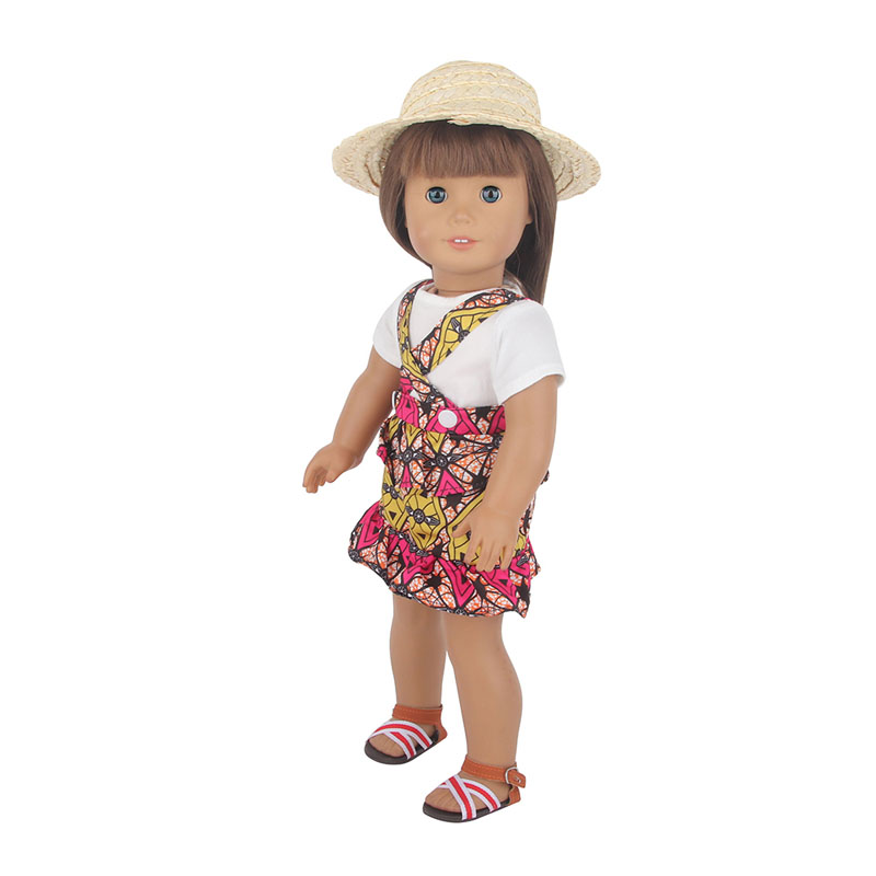 18 inch doll clothes doll yellow and red square floral halter dress-CL-0062-2插图4
