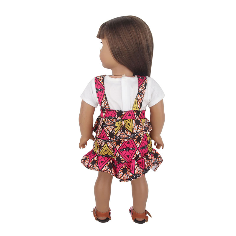 18 inch doll clothes doll yellow and red square floral halter dress-CL-0062-2插图3