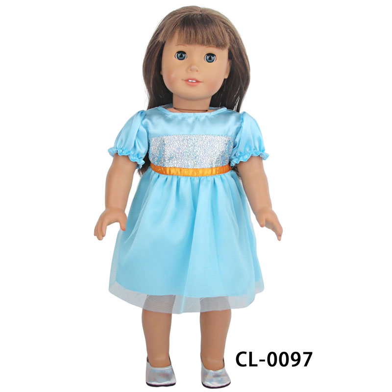 18 inch doll clothes doll blue bubble sleeve dress-CL-0097插图1