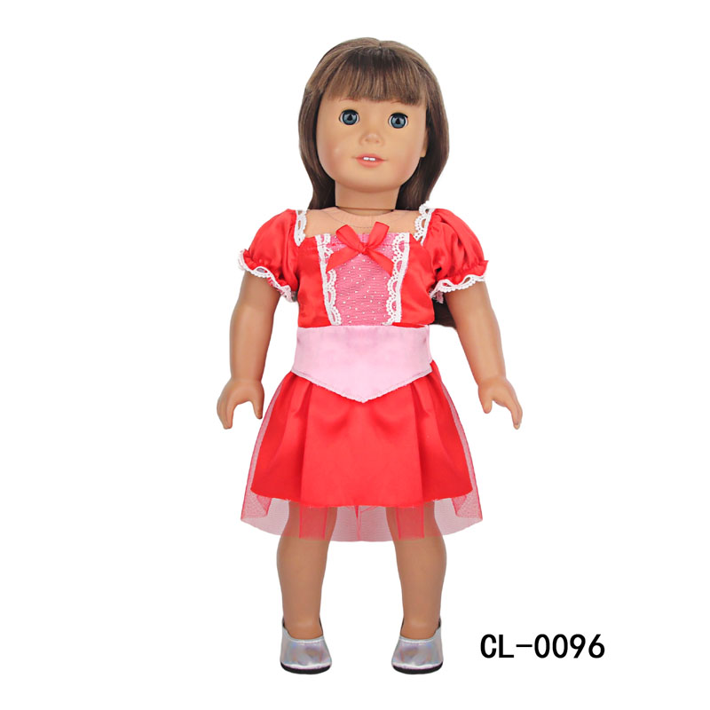 18 inch doll clothes doll red bubble sleeve dress-CL-0096插图1