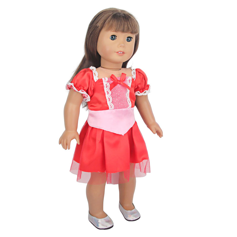 18 inch doll clothes doll red bubble sleeve dress-CL-0096插图3
