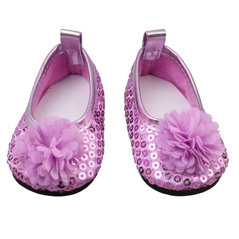 18 inch doll shoes 7cm Sequins big flowers-SH-0168插图1