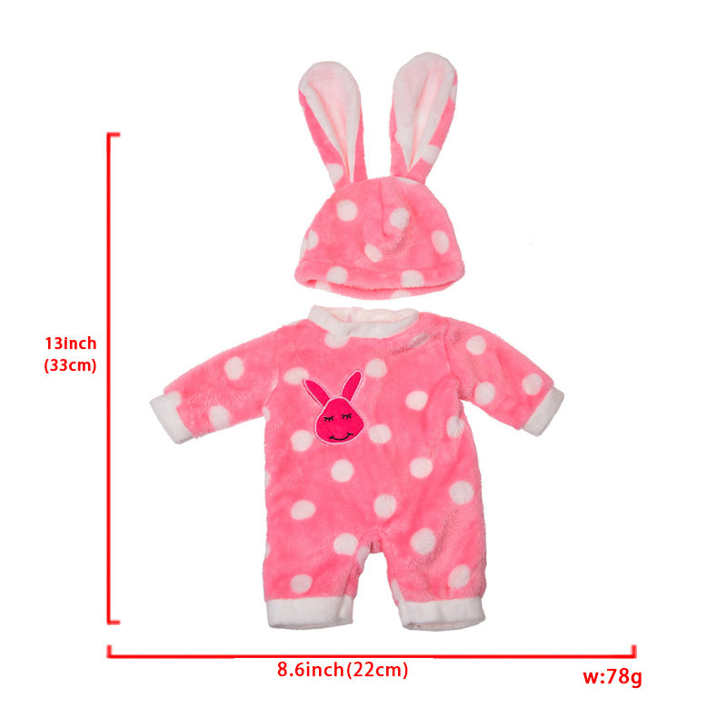 18 Inch Doll Clothes Doll Rabbit Onesie Pajamas-CL-0005-2插图1