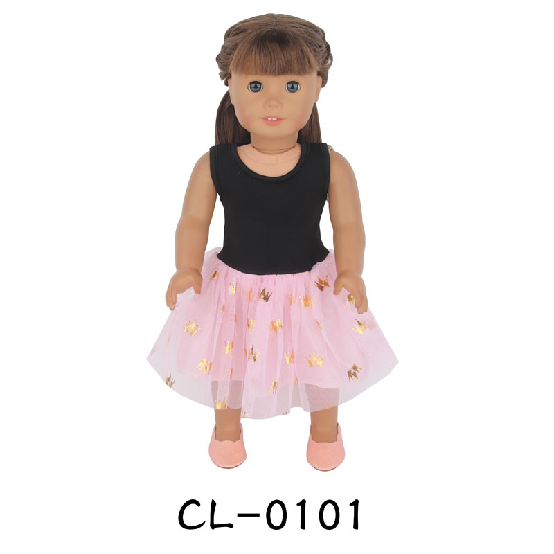 18 inch doll clothes doll black top with pink skirt dress-CL-0101插图1