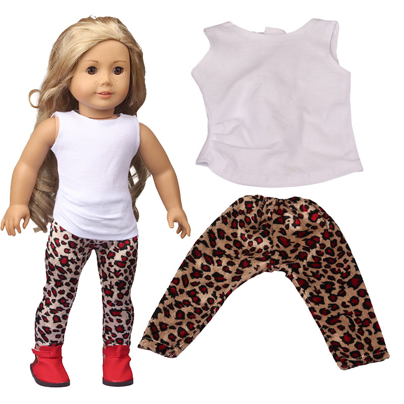 18 inch doll clothes doll leopard print pants with white T-shirt-CL-0133插图