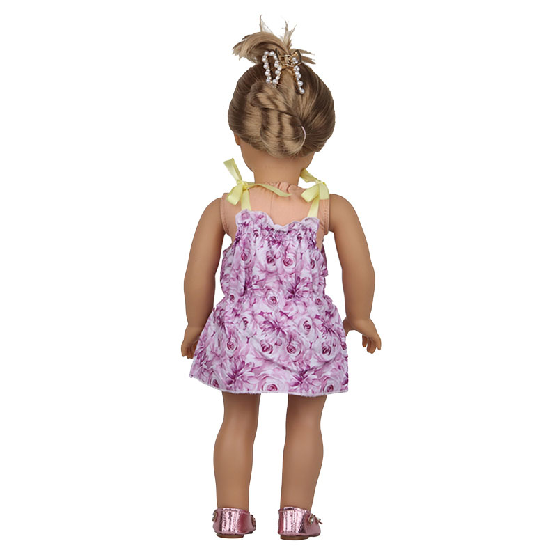 18 inch doll clothes doll purple double shoulder lace up short dress-CL-0137插图4