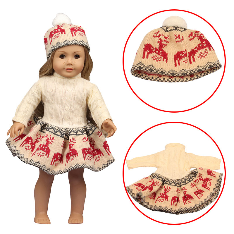 18 inch doll clothes doll knit dress + hat-CL-0145/CL-0146插图