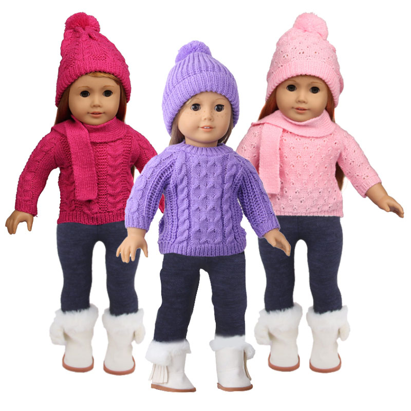 18 inch doll clothes doll sweater + scarf + hat + jeans set-CL-0151插图4