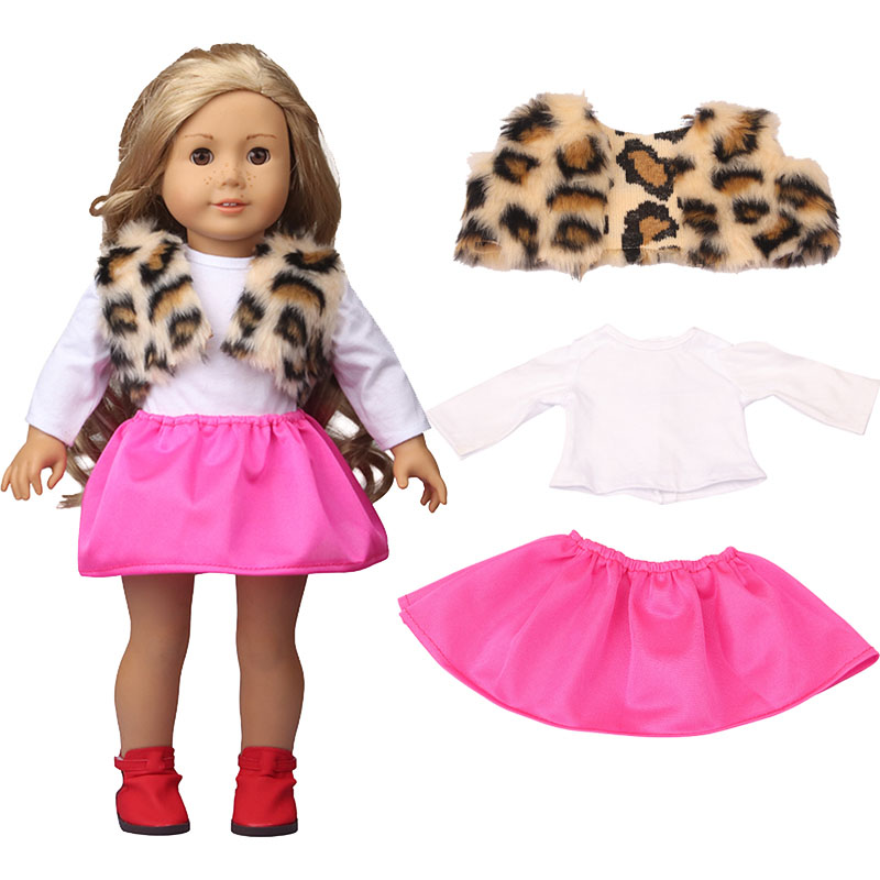 18 inch doll clothes doll leopard print vest + t-shirt + skirt-CL-0156插图1