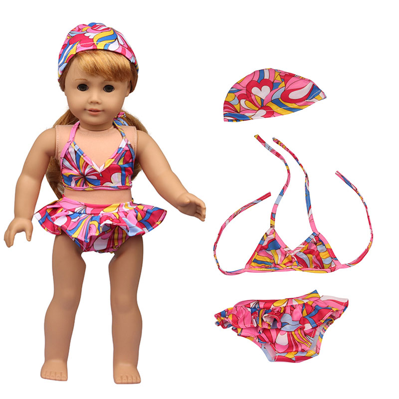 18 inch doll clothes doll floral swimsuit set-CL-0162插图