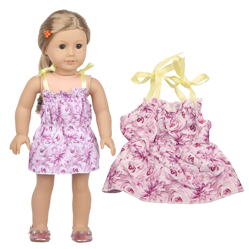 18 inch doll clothes doll purple double shoulder lace up short dress-CL-0137插图