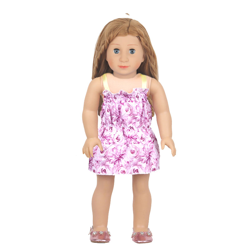 18 inch doll clothes doll purple double shoulder lace up short dress-CL-0137插图3