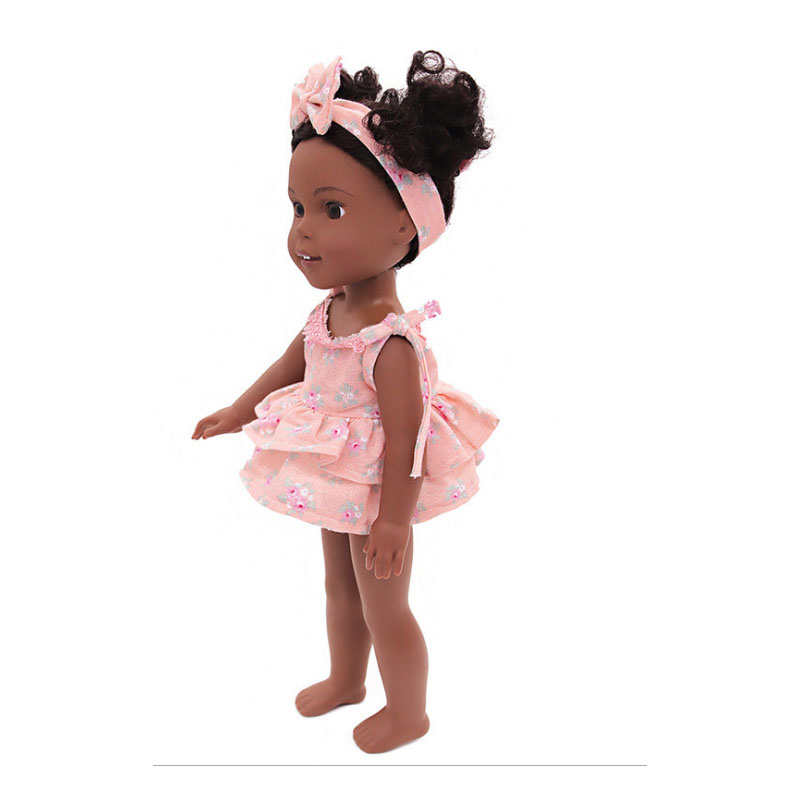 14 inch doll clothes doll little pink short dress with hair ties-CL-0139插图3