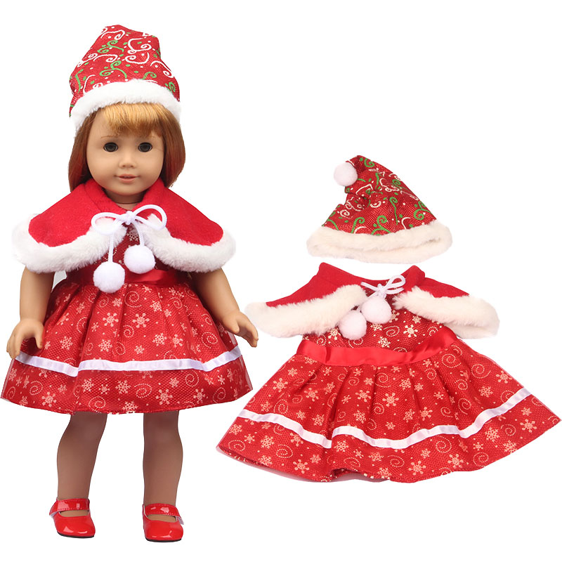 18 inch doll clothes doll hairball shawl Christmas dress set-CL-0154插图