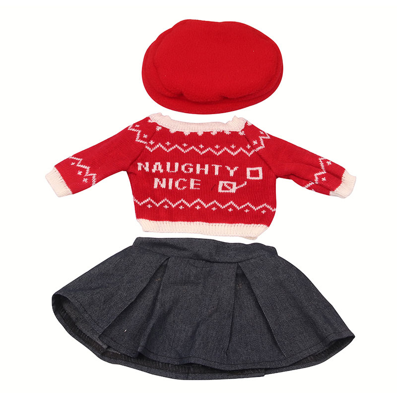 18 inch doll clothes doll red sweater + denim skirt + hat-CL-0168插图2
