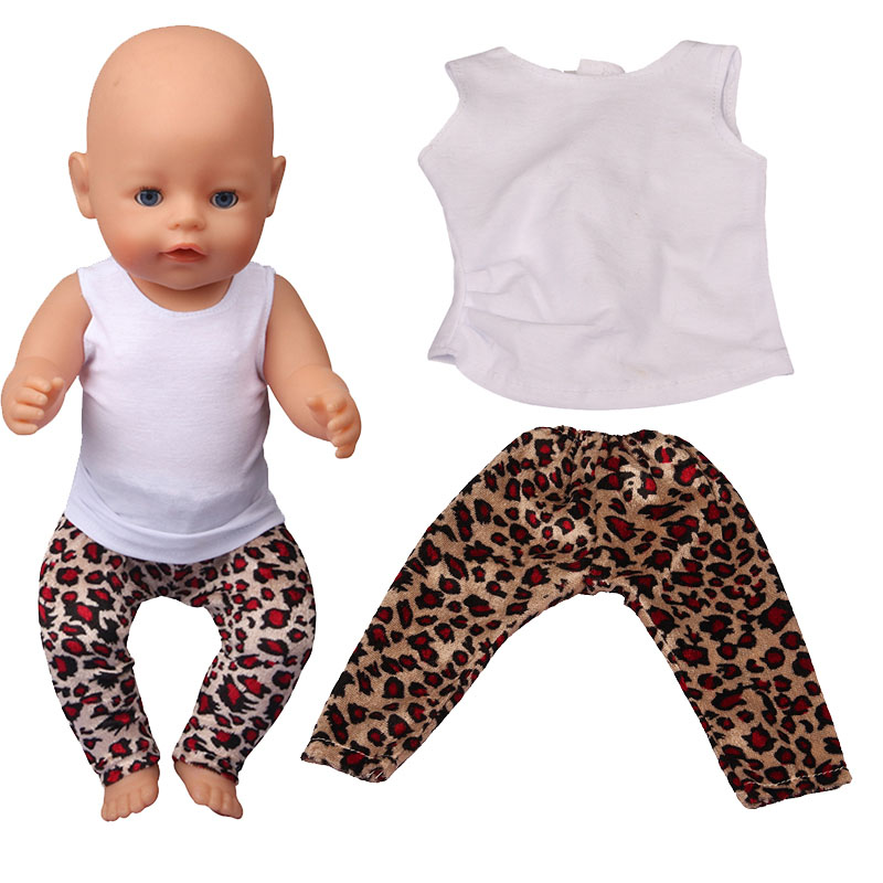 18 inch doll clothes doll leopard print pants with white T-shirt-CL-0133插图1