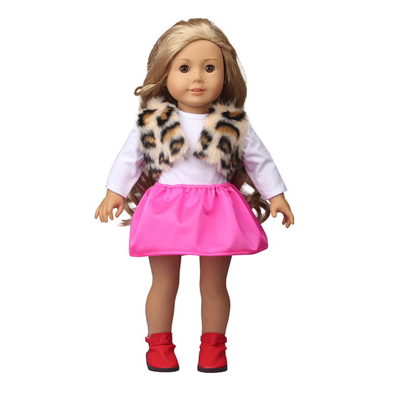 18 inch doll clothes doll leopard print vest + t-shirt + skirt-CL-0156插图3